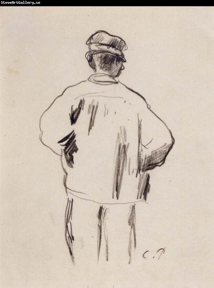 Camille Pissarro Rear View for a man in a smock